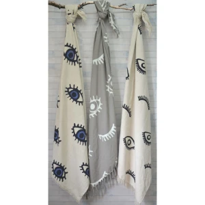 EYES BLUE ΡΙΧΤΑΡΙ ΔΙΑΚΟΣΜΗΤΙΚΟ 130x170cm ΒΑΜΒΑΚΙ ΛΕΥΚΟ ΜΠΛΕ
