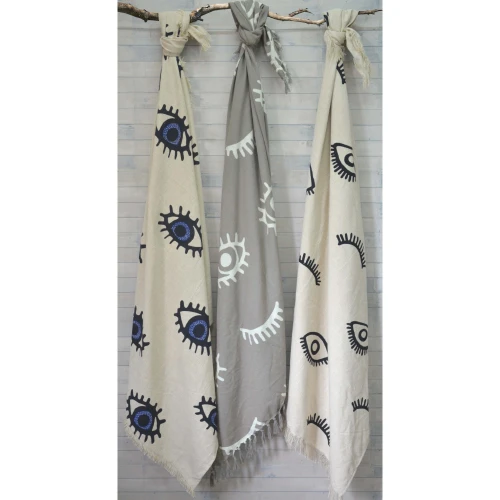 EYES BLUE ΡΙΧΤΑΡΙ ΔΙΑΚΟΣΜΗΤΙΚΟ 130x170cm ΒΑΜΒΑΚΙ ΛΕΥΚΟ ΜΠΛΕ