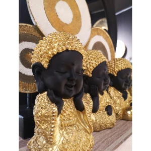 BABY BUDDHA ΔΙΑΚΟΣΜΗΤΙΚΟ ΒΟΥΔΑΣ 12x10x17cm POLYRESIN ΧΡΥΣΟ ΜΑΥΡΟ