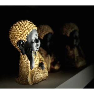 BABY BUDDHA ΔΙΑΚΟΣΜΗΤΙΚΟ ΒΟΥΔΑΣ 12x10x17cm POLYRESIN ΧΡΥΣΟ ΜΑΥΡΟ