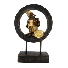 BUDDHA CIRCLE ΔΙΑΚΟΣΜΗΤΙΚΟ TOTEM 24x11x35cm POLYRESIN ΜΑΥΡΟ ΧΡΥΣΟ