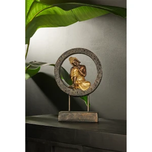 BUDDHA CIRCLE ΔΙΑΚΟΣΜΗΤΙΚΟ TOTEM 24x11x35cm POLYRESIN ΜΑΥΡΟ ΧΡΥΣΟ