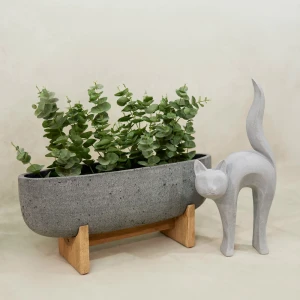 EUCALYPTUS ΦΥΤΟ ΤΕΧΝΗΤΟ ΣΕ ΓΛΑΣΤΡΑ 49cm POLYESTER ΠΡΑΣΙΝΟ PE/PP
