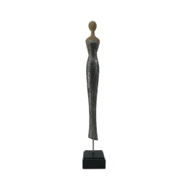 ACCUEIL ΔΙΑΚΟΣΜΗΤΙΚΗ ΦΙΓΟΥΡΑ 7x7x46cm POLYRESIN ΜΠΕΖ ΑΣΗΜΙ ΜΑΥΡΟ