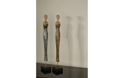 ACCUEIL ΔΙΑΚΟΣΜΗΤΙΚΗ ΦΙΓΟΥΡΑ 7x7x46cm POLYRESIN ΜΠΕΖ ΑΣΗΜΙ ΜΑΥΡΟ