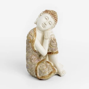 FADHI ΔΙΑΚΟΣΜΗΤΙΚΟ ΒΟΥΔΑΣ 10x10x16cm POLYRESIN ΜΠΕΖ ΧΡΥΣΟ ΜΩΒ