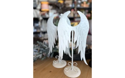 ARTEMIS ΔΙΑΚΟΣΜΗΤΙΚΟ ΦΤΕΡΟ 22x12x40cm ΜΕΤΑΛΛΟ ΛΕΥΚΟ
