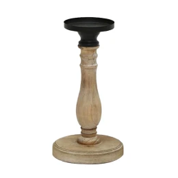 JUPITER ΚΗΡΟΠΗΓΙΟ 15x15x29cm ΞΥΛΟ ΦΥΣΙΚΟ ΜΑΥΡΟ ΜΕΤΑΛΛΟ