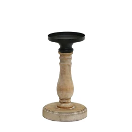 JUPITER ΚΗΡΟΠΗΓΙΟ 13x13x24cm ΞΥΛΟ ΦΥΣΙΚΟ ΜΑΥΡΟ ΜΕΤΑΛΛΟ