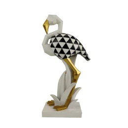 LUCIEN ΔΙΑΚΟΣΜΗΤΙΚΟ ΦΛΑΜΙΝΓΚΟ 19x11x37cm POLYRESIN ΛΕΥΚΟ ΜΑΥΡΟ ΧΡΥΣΟ