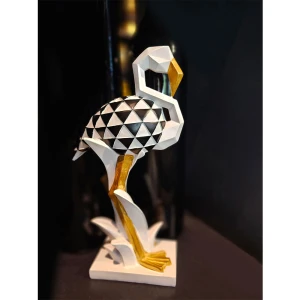 LUCIEN ΔΙΑΚΟΣΜΗΤΙΚΟ ΦΛΑΜΙΝΓΚΟ 19x11x37cm POLYRESIN ΛΕΥΚΟ ΜΑΥΡΟ ΧΡΥΣΟ