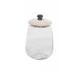 ACTIA ΔΟΧΕΙΟ ΑΠΟΘΗΚΕΥΣΗΣ ΜΕ ΚΑΠΑΚΙ 14x14x20cm ΓΥΑΛΙ WHITE WASHED ΞΥΛΟ