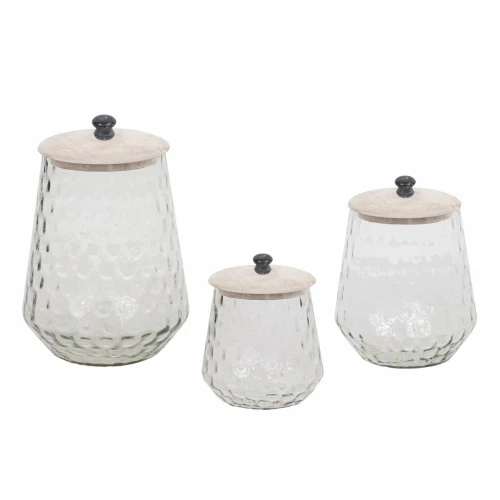 SCHERA ΔΟΧΕΙΟ ΑΠΟΘΗΚΕΥΣΗΣ ΜΕ ΚΑΠΑΚΙ 14x14x20cm ΓΥΑΛΙ WHITE WASHED ΞΥΛΟ