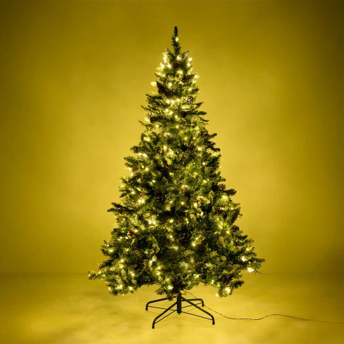 PINE ΧΡΙΣΤΟΥΓΕΝΝΙΑΤΙΚΟ ΔΕΝΤΡΟ ΧΙΟΝΙΣΜΕΝΟ ΜΕ LED 117x117x180cm PVC ΠΡΑΣΙΝΟ ΛΕΥΚΟ
