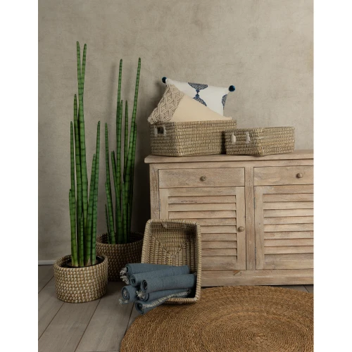 NILE ΚΑΛΑΘΙ SET 3ΤΜΧ 45x35x30cm KANSGRASS ΦΥΣΙΚΟ ΛΕΥΚΟ PVC