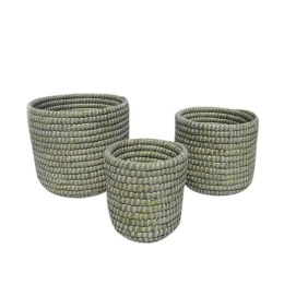 NILE ΚΑΣΠΩ SET 3ΤΜΧ 25x25x25cm KANSGRASS ΦΥΣΙΚΟ ΛΕΥΚΟ PVC