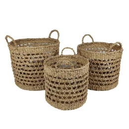 ALMAR ΚΑΛΑΘΙ ΧΕΡΟΥΛΙ SET 3ΤΜΧ 40x40x35cm SEAGRASS ΦΥΣΙΚΟ