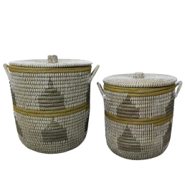 KAIA ΚΑΛΑΘΙ ΜΕ ΚΑΠΑΚΙ SET 2ΤΜΧ 45x45x50cm KANSGRASS ΠΟΛΥΧΡΩΜΟ PVC