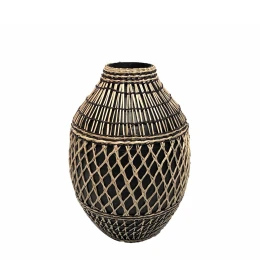 JABBAR ΒΑΖΟ 26x26x38cm BAMBOO ΜΑΥΡΟ ΦΥΣΙΚΟ