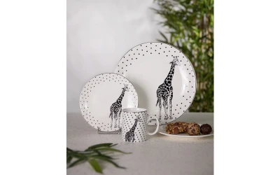 AFRICA ΠΙΑΤΟ ΓΛΥΚΟΥ SET 7ΤΜΧ 30x30x3cm NEW BONE CHINA ΛΕΥΚΟ ΜΑΥΡΟ