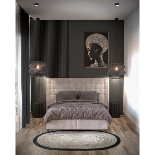 SHYLA ΧΑΛΙ ΣΑΛΟΝΙΟΥ ΟΒΑΛ 140x210cm ΓΙΟΥΤΑ ΦΥΣΙΚΟ ΜΑΥΡΟ ΒΑΜΒΑΚΙ
