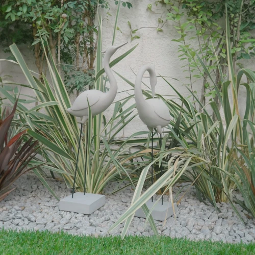 FLAMINGO COUPLE ΔΙΑΚΟΣΜΗΤΙΚΟ ΦΛΑΜΙΝΓΚΟ ΣΕΤ 2ΤΜΧ 41x26x116cm ΤΕΧΝΗΤΗ ΠΕΤΡΑ ΜΠΕΖ