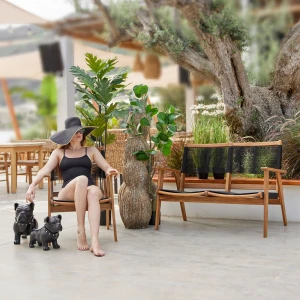 SPIKEY ΔΙΑΚΟΣΜΗΤΙΚΟ ΣΚΥΛΟΣ 48x21x38cm ΤΕΧΝΗΤΗ ΠΕΤΡΑ ΜΑΥΡΟ ΜΑΤ