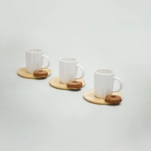 CACTUS ΚΟΥΠΑ ESPRESSO SET 6ΤΜΧ 32x28x7cm ΠΟΡΣΕΛΑΝΗ ΛΕΥΚΟ ΦΥΣΙΚΟ BAMBOO