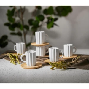 CACTUS ΚΟΥΠΑ ESPRESSO SET 6ΤΜΧ 27x22x6cm ΠΟΡΣΕΛΑΝΗ ΛΕΥΚΟ ΦΥΣΙΚΟ BAMBOO