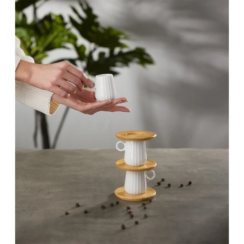 RIPPLE ΚΟΥΠΑ ESPRESSO SET 6ΤΜΧ 26x23x6cm ΠΟΡΣΕΛΑΝΗ ΛΕΥΚΟ ΦΥΣΙΚΟ BAMBOO