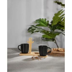 CACTUS ΚΟΥΠΑ ESPRESSO 20x12x17cm ΠΟΡΣΕΛΑΝΗ ΜΑΥΡΟ ΦΥΣΙΚΟ BAMBOO