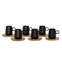 RIPPLE ΚΟΥΠΑ ESPRESSO SET 6ΤΜΧ 26x23x6cm ΠΟΡΣΕΛΑΝΗ ΜΑΥΡΟ ΦΥΣΙΚΟ BAMBOO