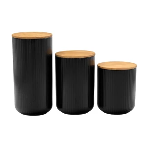 RIPPLE ΔΟΧΕΙΟ ΑΠΟΘΗΚΕΥΣΗΣ ΜΕ ΚΑΠΑΚΙ 10x10x20cm ΠΟΡΣΕΛΑΝΗ ΜΑΥΡΟ ΦΥΣΙΚΟ BAMBOO