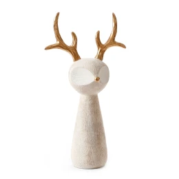 CUTE DEER L ΧΡΙΣΤΟΥΓΕΝΝΙΑΤΙΚΟ ΔΙΑΚΟΣΜΗΤΙΚΟ ΤΑΡΑΝΔΟΣ 23x12x41cm POLYRESIN ΜΠΕΖ ΧΡΥΣΟ