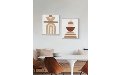 BOHO BALANCE ΠΙΝΑΚΑΣ ΔΙΑΚΟΣΜΗΣΗΣ ΜΕ ΚΟΡΝΙΖΑ 80x100x5cm ΚΑΜΒΑΣ TERRACOTTA ΜΠΕΖ ΞΥΛΟ ΦΥΣΙΚΟ