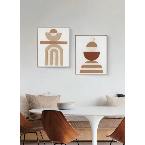 BOHO BALANCE ΠΙΝΑΚΑΣ ΔΙΑΚΟΣΜΗΣΗΣ ΜΕ ΚΟΡΝΙΖΑ 80x100x5cm ΚΑΜΒΑΣ TERRACOTTA ΜΠΕΖ ΞΥΛΟ ΦΥΣΙΚΟ