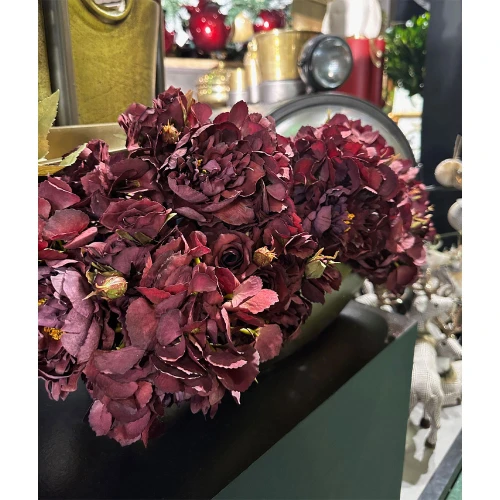 PEONY ΛΟΥΛΟΥΔΙ ΤΕΧΝΗΤΟ ΜΠΟΥΚΕΤΟ 30cm ΥΦΑΣΜΑ ΜΩΒ ΠΡΑΣΙΝΟ PVC