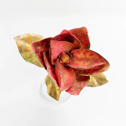 MAGNOLIA ΛΟΥΛΟΥΔΙ ΤΕΧΝΗΤΟ 58cm ΥΦΑΣΜΑ ΜΠΟΡΝΤΩ ΧΡΥΣΟ ΠΡΑΣΙΝΟ PVC