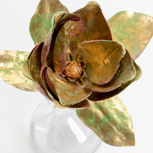MAGNOLIA ΛΟΥΛΟΥΔΙ ΤΕΧΝΗΤΟ 58cm ΥΦΑΣΜΑ ΠΡΑΣΙΝΟ ΧΡΥΣΟ PVC