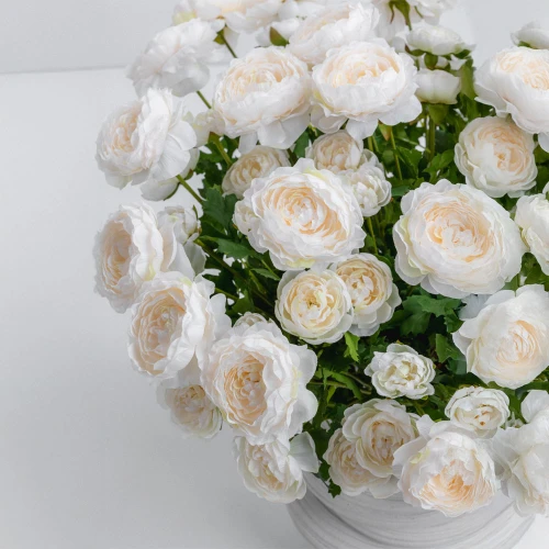 RANUNCULUS ΛΟΥΛΟΥΔΙ ΤΕΧΝΗΤΟ 61cm POLYESTER ΛΕΥΚΟ ΠΡΑΣΙΝΟ