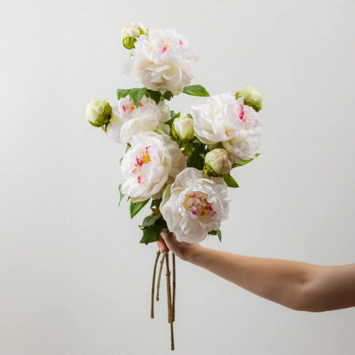 PEONY ΛΟΥΛΟΥΔΙ ΤΕΧΝΗΤΟ 67cm POLYESTER ΛΕΥΚΟ ΡΟΖ ΠΡΑΣΙΝΟ