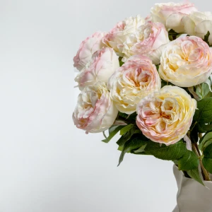 CABBAGE ROSE ΛΟΥΛΟΥΔΙ ΤΕΧΝΗΤΟ 66cm POLYESTER ΛΕΥΚΟ ΡΟΖ ΠΡΑΣΙΝΟ