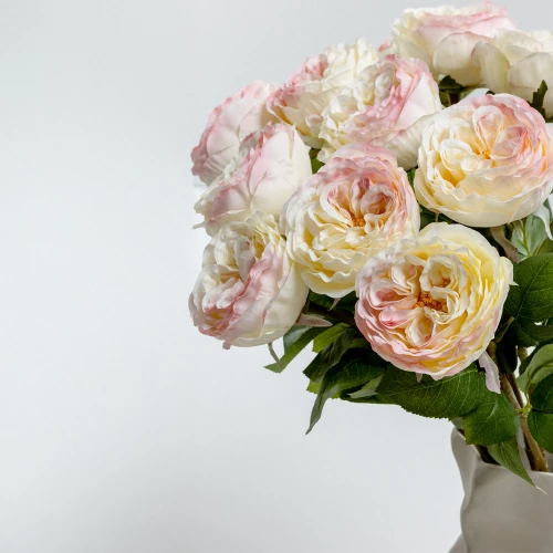 CABBAGE ROSE ΛΟΥΛΟΥΔΙ ΤΕΧΝΗΤΟ 66cm POLYESTER ΛΕΥΚΟ ΡΟΖ ΠΡΑΣΙΝΟ