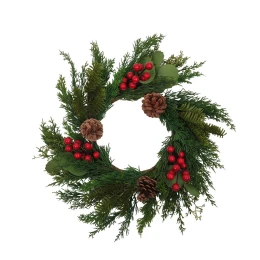 RED BERRY 45 ΧΡΙΣΤΟΥΓΕΝΝΙΑΤΙΚΟ ΣΤΕΦΑΝΙ ΜΕ ΓΚΙ 45x45cm POLYFOAM ΠΡΑΣΙΝΟ ΚΟΚΚΙΝΟ PVC