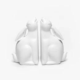BUN BUN ΔΙΑΚΟΣΜΗΤΙΚΟ ΒΙΒΛΙΟΣΤΑΤΗΣ SET 2ΤΜΧ 22x9x18cm POLYRESIN ΛΕΥΚΟ