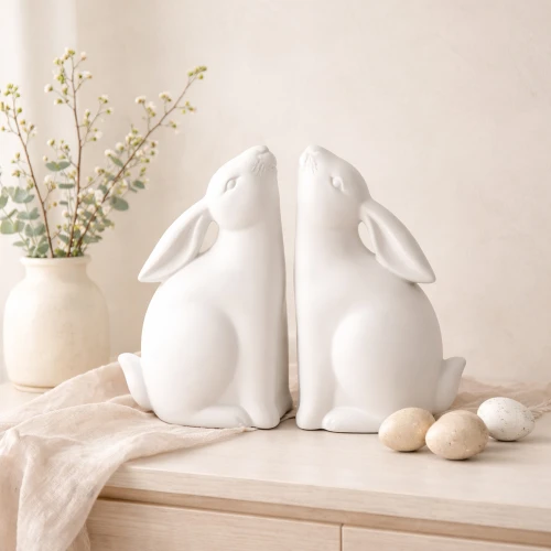 BUN BUN ΔΙΑΚΟΣΜΗΤΙΚΟ ΒΙΒΛΙΟΣΤΑΤΗΣ SET 2ΤΜΧ 22x9x18cm POLYRESIN ΛΕΥΚΟ