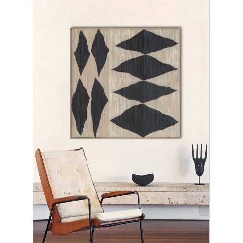 SHAYE ΠΙΝΑΚΑΣ ΔΙΑΚΟΣΜΗΣΗΣ ΜΕ ΚΟΡΝΙΖΑ 100x100x5cm ΚΑΜΒΑΣ ΜΠΕΖ ΜΠΛΕ ΞΥΛΟ ΦΥΣΙΚΟ