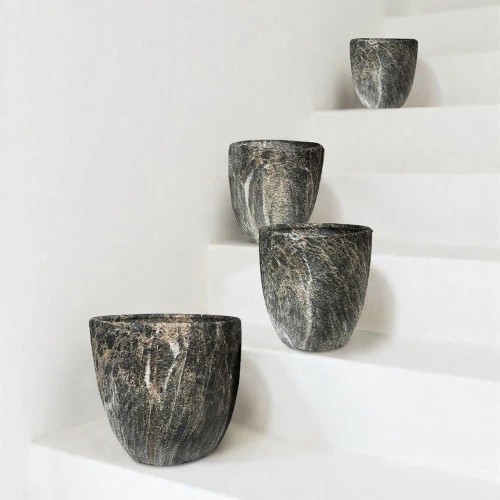 ROCKY ΓΛΑΣΤΡΑ ΣΕΤ 3ΤΜΧ 30x30x31cm ΚΕΡΑΜΙΚΟ ΑΝΘΡΑΚΙ ΜΠΕΖ