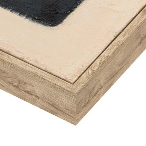 BLACK SEA ΠΙΝΑΚΑΣ ΔΙΑΚΟΣΜΗΤΙΚΟΣ ΜΕ ΚΟΡΝΙΖΑ 80x80x4cm ΚΑΜΒΑΣ BEIGE ΜΑΥΡΟ ΞΥΛΟ ΦΥΣΙΚΟ