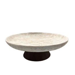 TRAVERTINO ΔΙΣΚΟΣ ΔΙΑΚΟΣΜΗΣΗΣ 30x30x10cm POLYRESIN STONE ΚΑΦΕ ΣΚΟΥΡΟ